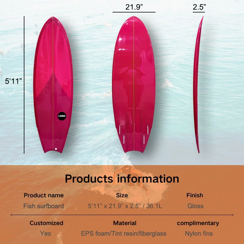 Water Sport Short Surfboards High Performance Fiberglass Surfboard Fish Surf Board