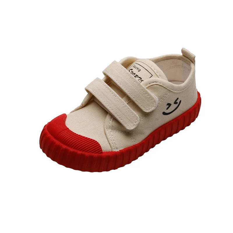 

Children's Canvas Shoes Korean Version Smiling Face Casual Shoes Spring Boys Girls Shoes Academy Kindergarten Comfortable Daily