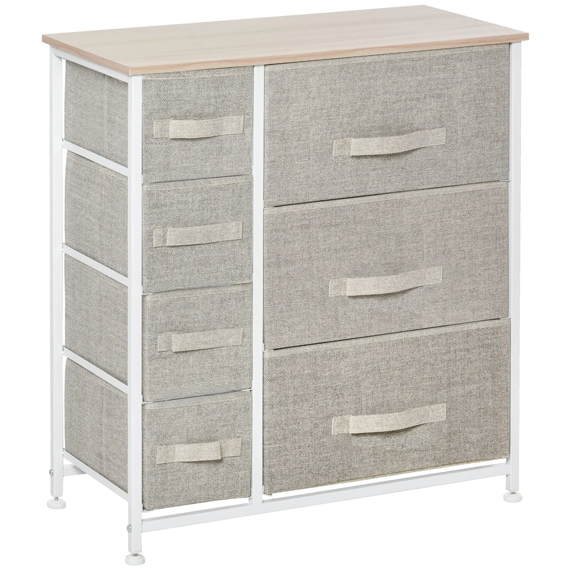 HOMCOM Comfortable 7 Drawers Fabric Drawers Multifunctional Storage Cabinet for Bedroom Living Room Hallway 63,5x30x71 cm Gray