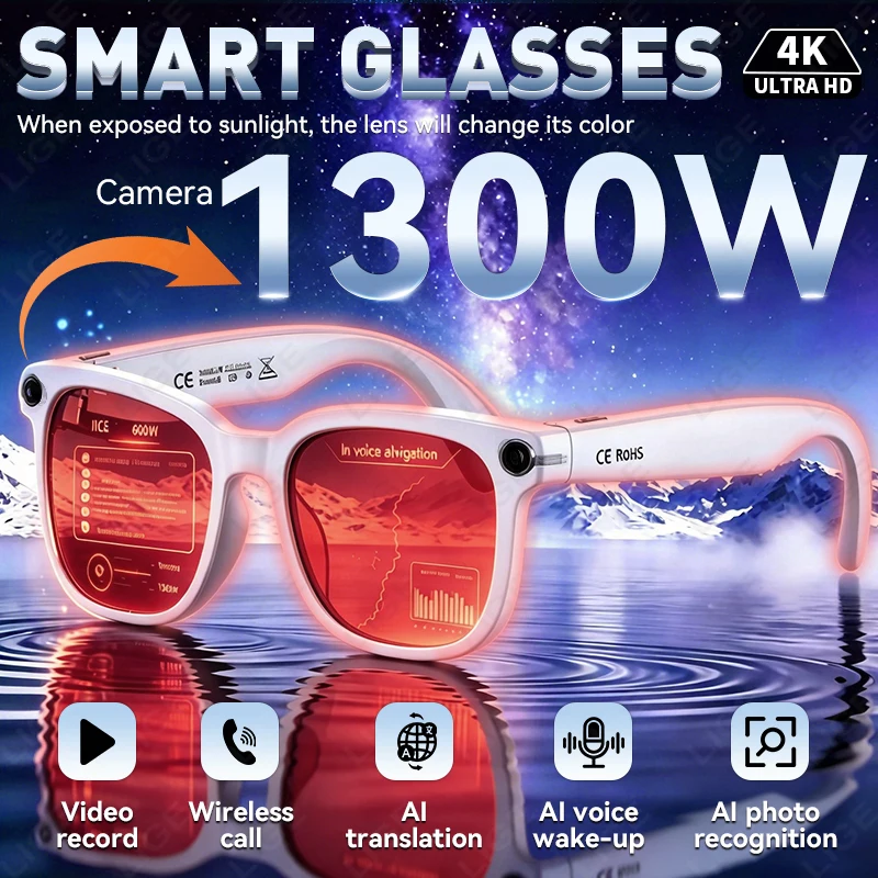 Smart Glasses Lens - แว่นตาอัจฉริยะ LIGE 4K 13MP กล้องบันทึกวิดีโอ รุ่นใหม่ปี