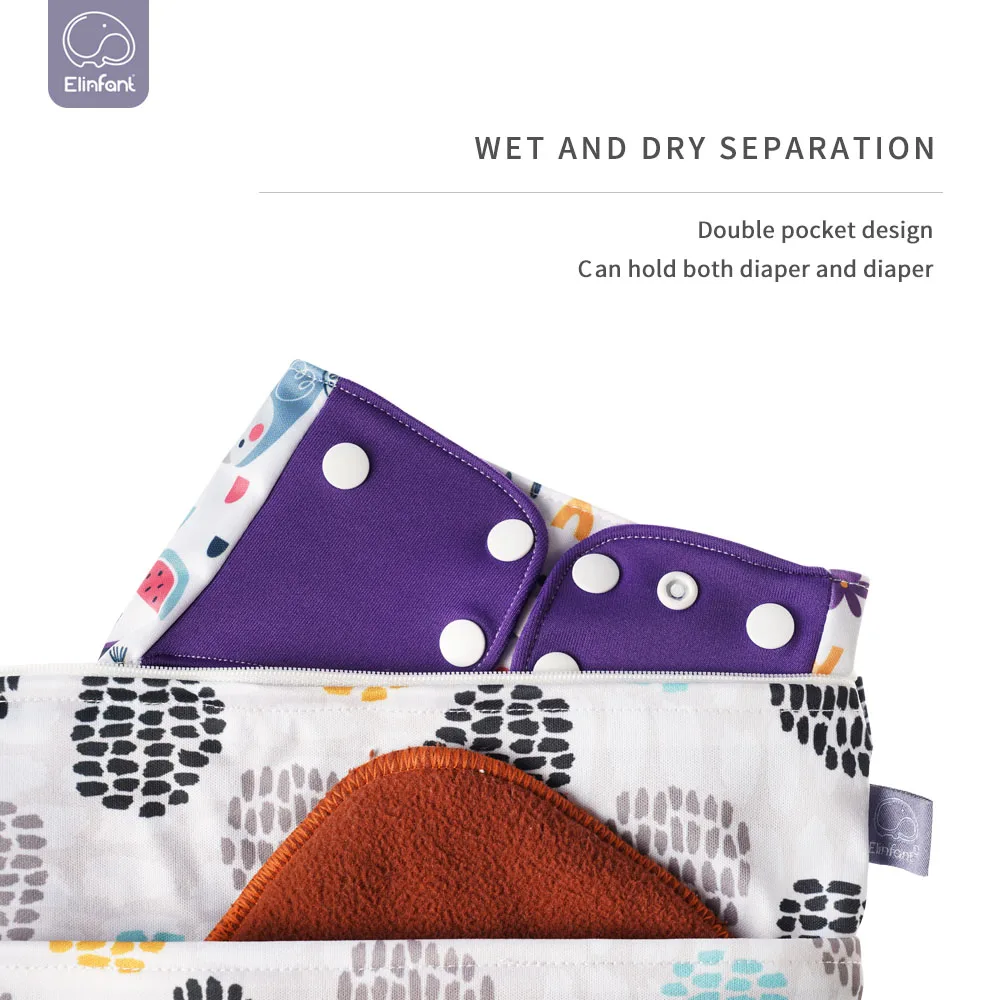 Elinfant 1 قطعة حقيبة خفيفة الوزن رطبة وجافة حقيبة تخزين مقاومة للماء أكياس حفاضات محمولة متعددة الوظائف