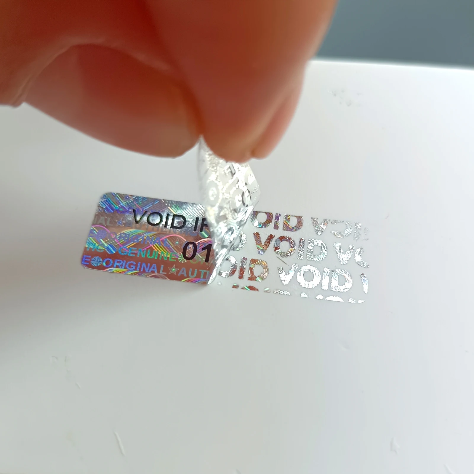 Holographic Security Seals, Tamper-Proof Labels with Unique Serial Number, Safe Warranty Sticker, Void Seal, Silver, 1x3 Cm view 6