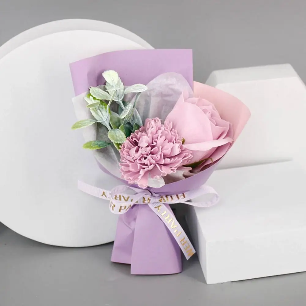 Ramo de Rosas Artificiales, 3 Cabezas, Flores Artificiales para Regalo, Mini Ramo de Flores de Jabón para el Día de la Madre