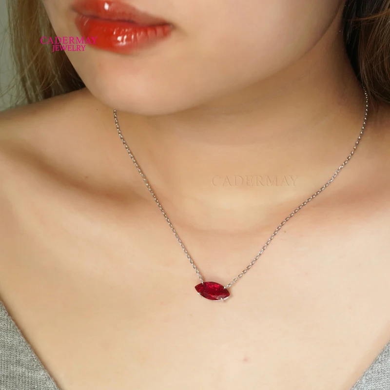 Lab Created Ruby Gemstone Pendant 925 Silver 8x16mm Marquise Shape Pigeon Blood Ruby Pendant Party Anniversary Gift Female