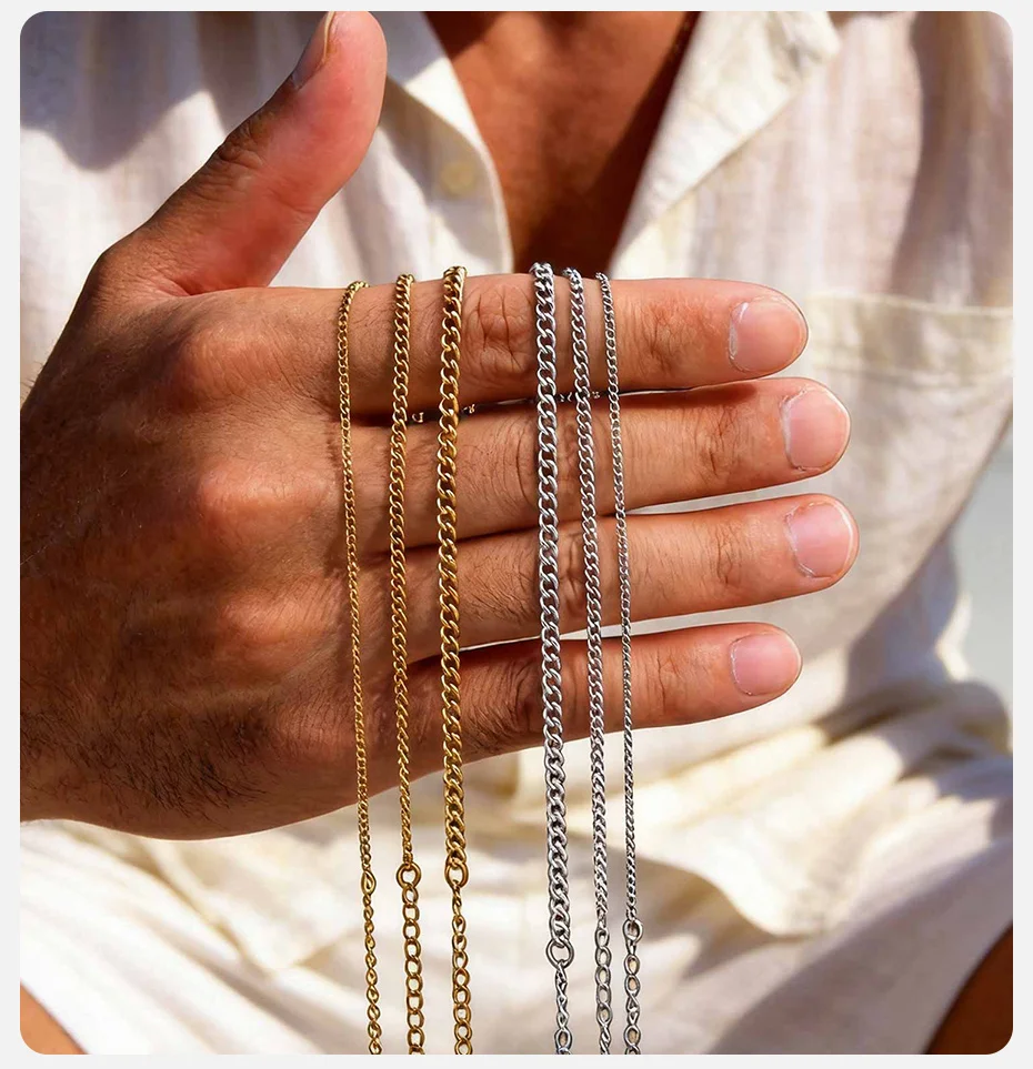 Vnox Edelstahl Panzerketten-Armband für Männer und Frauen, Verstellbare Länge 16-21cm, Punk Hip-Hop Street-Style Schmuck, Geschenk für Ihn – Detail 3