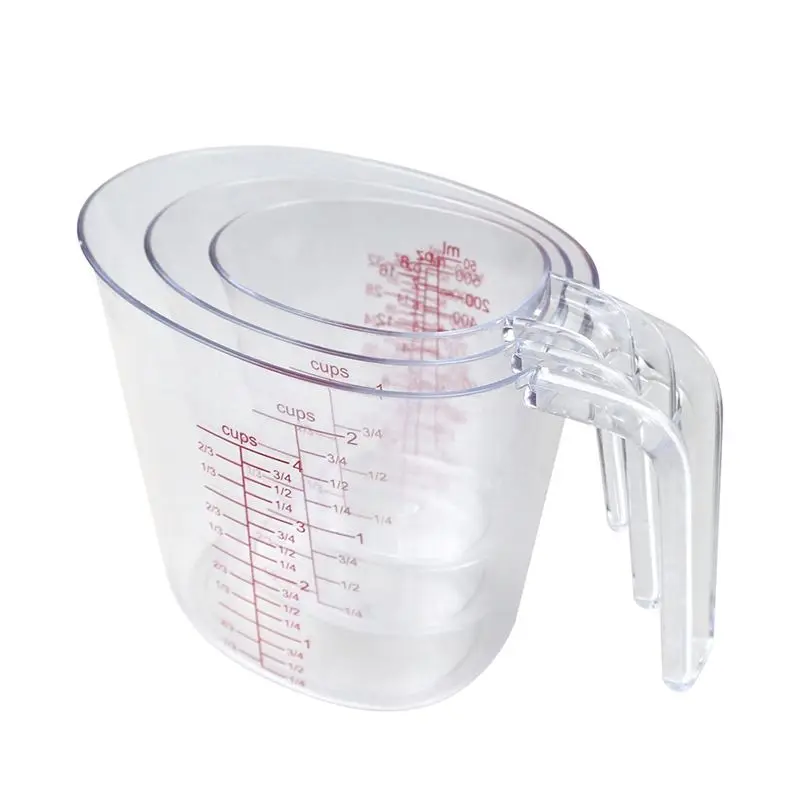 Clear Plastic Measuring Cup with Handle Multi Scale Transparent Jug for Baking Cooking Liquid Dry Ingredients Kitchen Tool