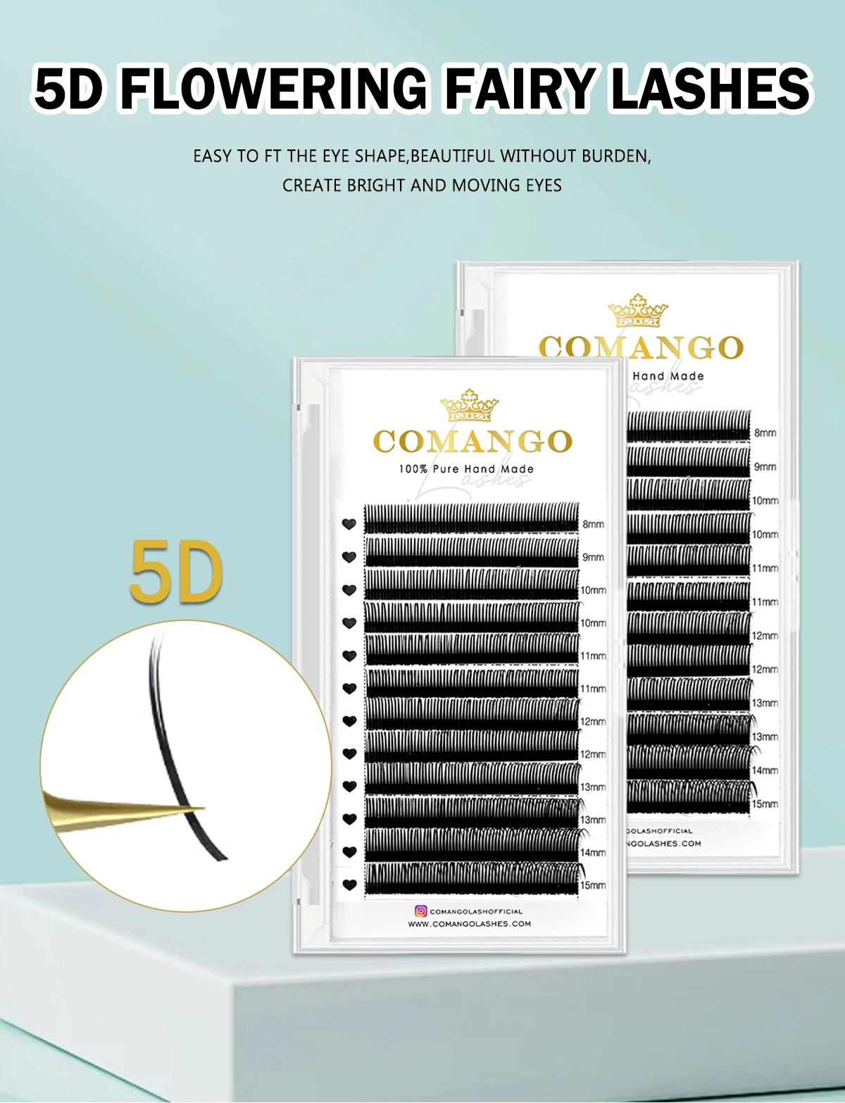 CoMango 5D Flora Wimpern 0,07 mm Easy Fan Wimpernverlängerung Großhandel vorgefertigtes Volumen 12 Reihen natürliche weiche Wimpern – Detail 1