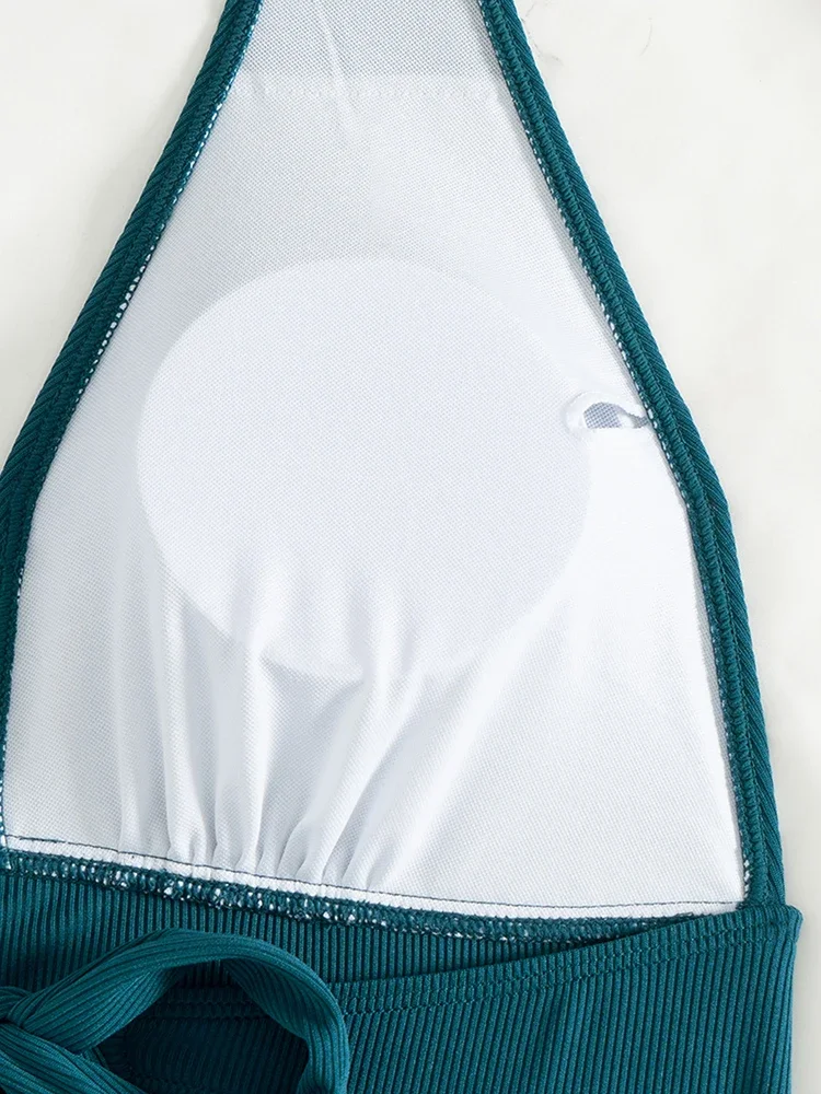 여성 수영복 2025 비키니 세트 레이스 업 수영복 홀터 비키니 섹시한 수영복 여성 비치웨어 두 조각 Biquini