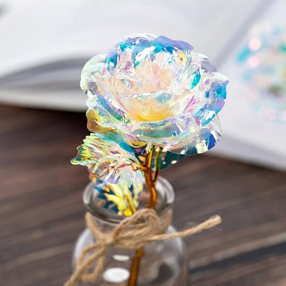 24k Golden Rose Flower Valentine Day Gift Artificial Roses Foil Rose Flowers Party Wedding Decoration Holiday Present For Lover