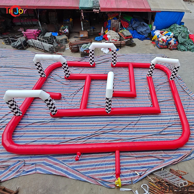 15x12m gigante ao ar livre zorb bola airtrack pista inflável carro de corrida inflável go kart pista para venda