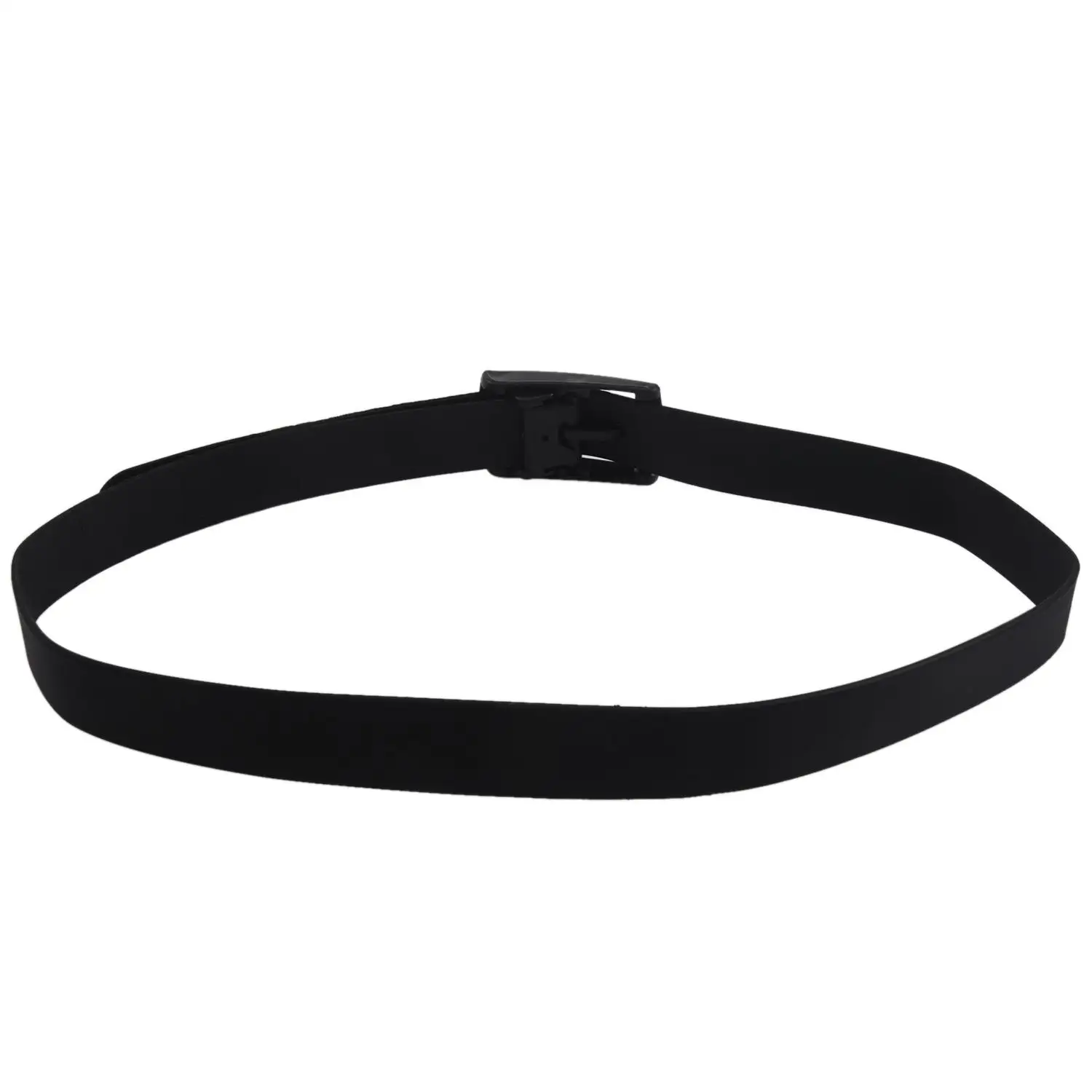 Men's Women's Silicone Belt Rubber Plastic Buckle Plain Leather Style Adjustable-Black