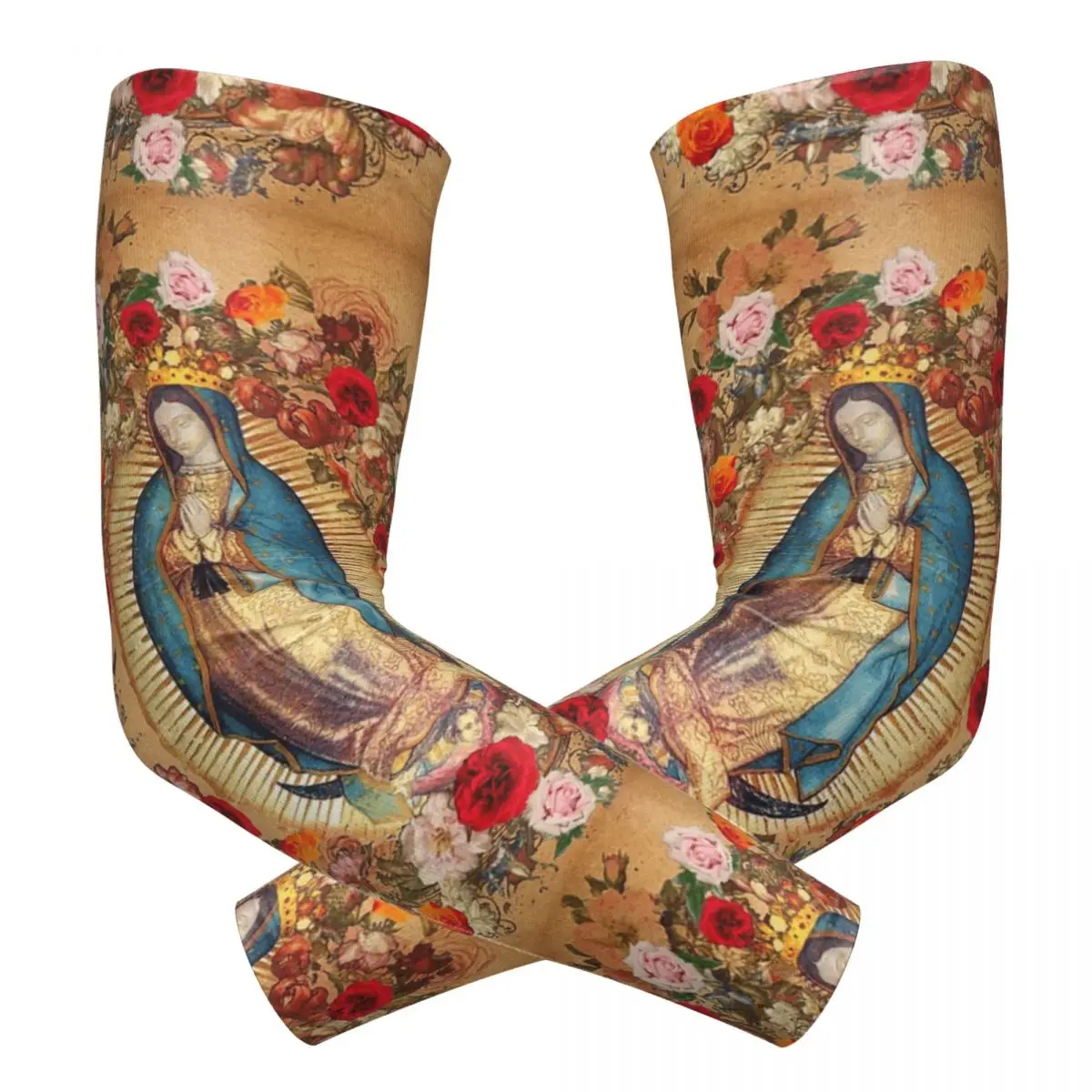 

Богоматери Гваделупской Девы Марии Католические мексиканские уличные рукава для рук Защитный чехол от солнца и ультрафиолета Летние велосипедные татуировки на рукавах