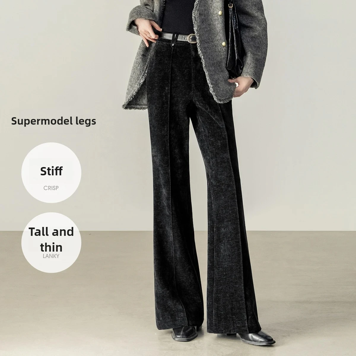SENTUBILA Winter Women Flare Pants 2025 Solid Casual Long Pants Pockets Elegant Versatile Warm Trouser Female Clothing 154K80199