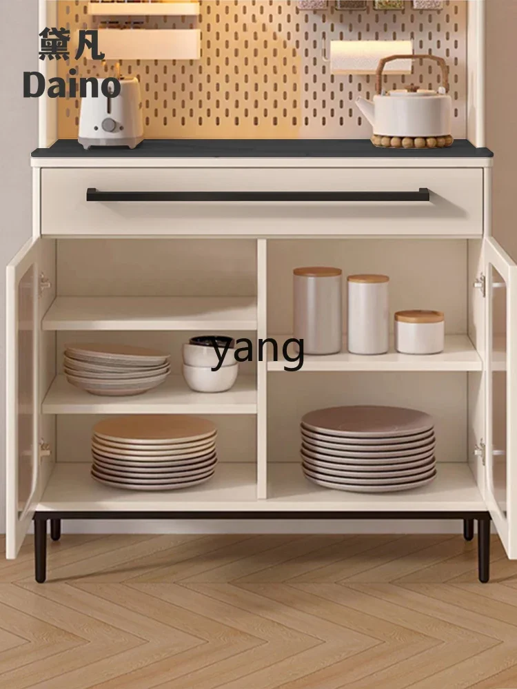 yjq Light Luxury Sideboard Cabinet Modern Minimalist High Cabinet Integrated Wall Living Room and Kitchen Storage Tea Cabinet
