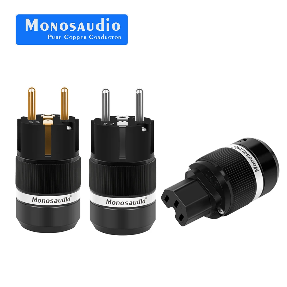 

Monosaudio E100GF100G Pure Copper AC EU Version Hifi schuko power plug 10A250V 15A/125V Audio Grade Power Connector IEC320 C13