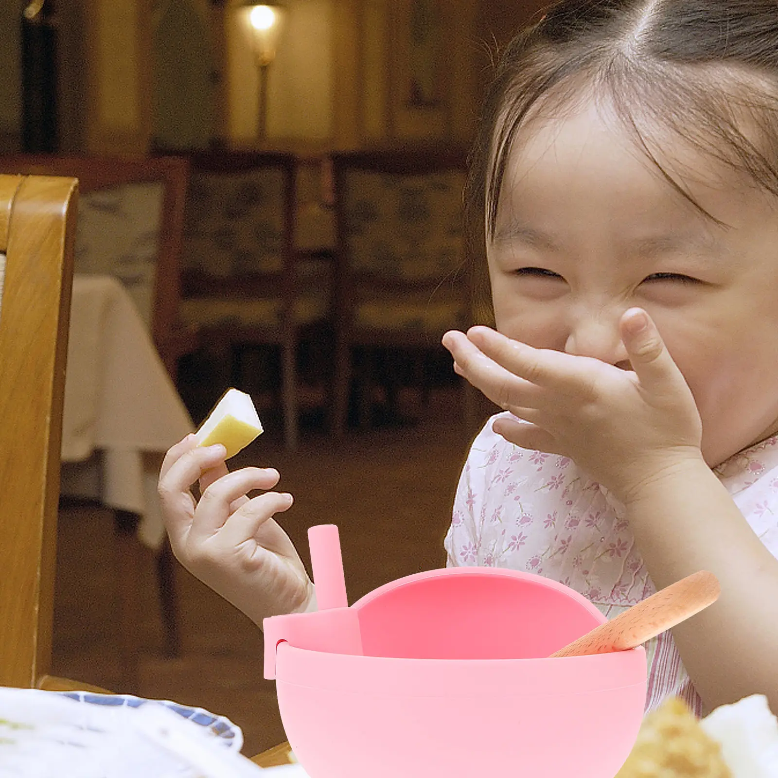 1Set Baby Weaning Bowl Silicone Feeding Bowl with Strong Suction Base Large Capacity Multi Compartment for Independent Eating
