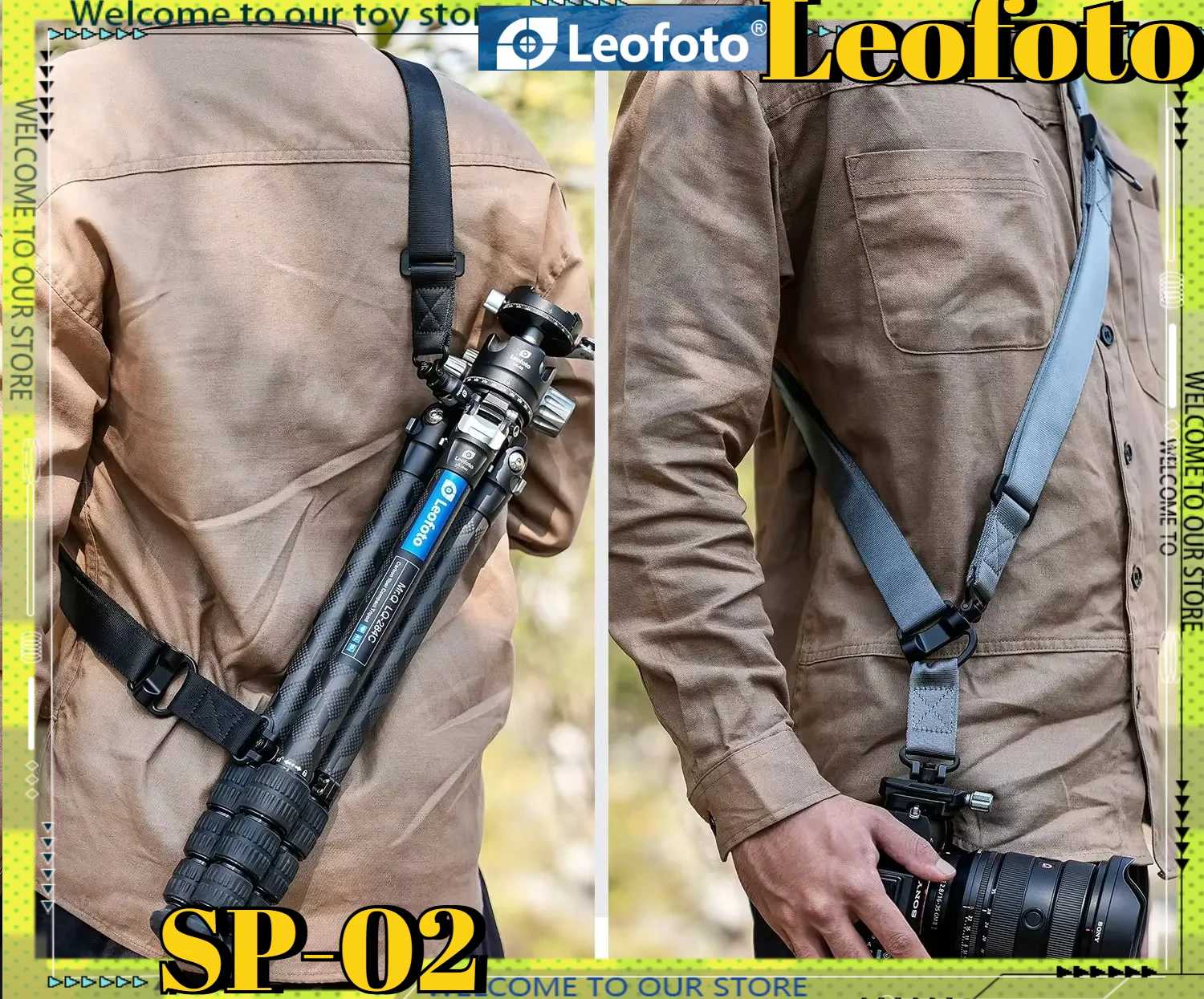Leofoto SP-02 Quick Detach Camera Strap QD Push-Button Quick Release Sling Adjustable 1250-1700mm 1-Point / 2-Point Strap