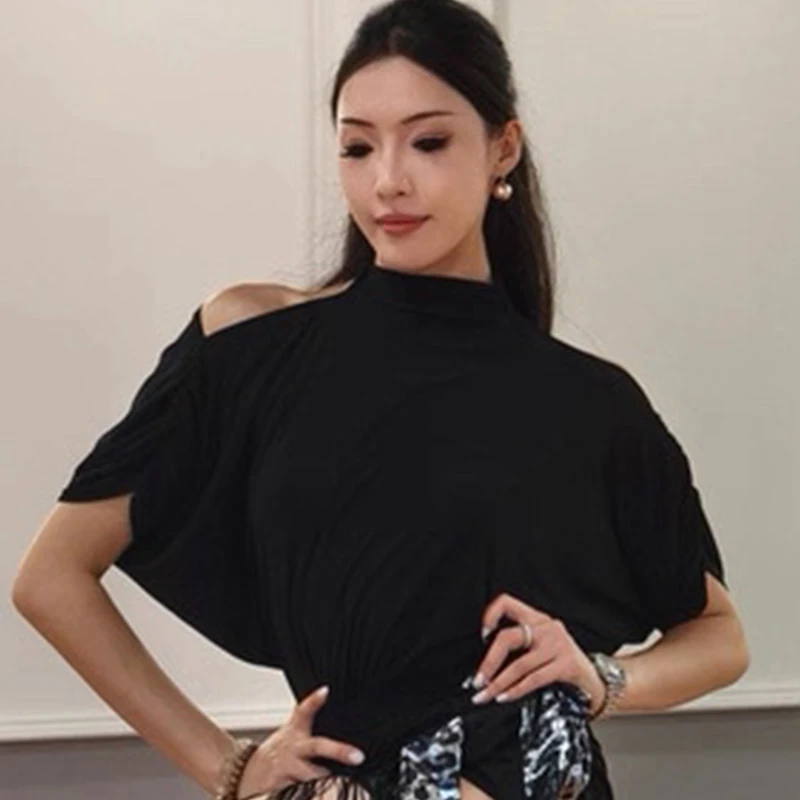 Ballroomdans Top Dames Standaard Danskleding Sociale Dans Oefenkleding Batwing Mouw Zwart Training Top Latin Outfit 2372