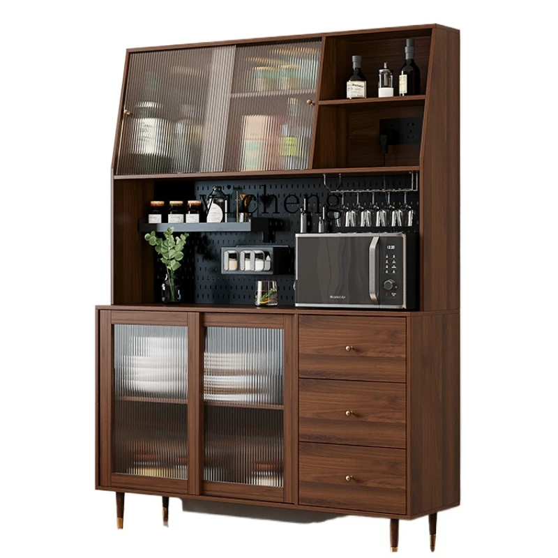 

ZK Solid Wood Sideboard New Chinese Style Wire-Wrap Board Retro Integrated Wall High Cabinet Storage Tea and Wine Cabinet