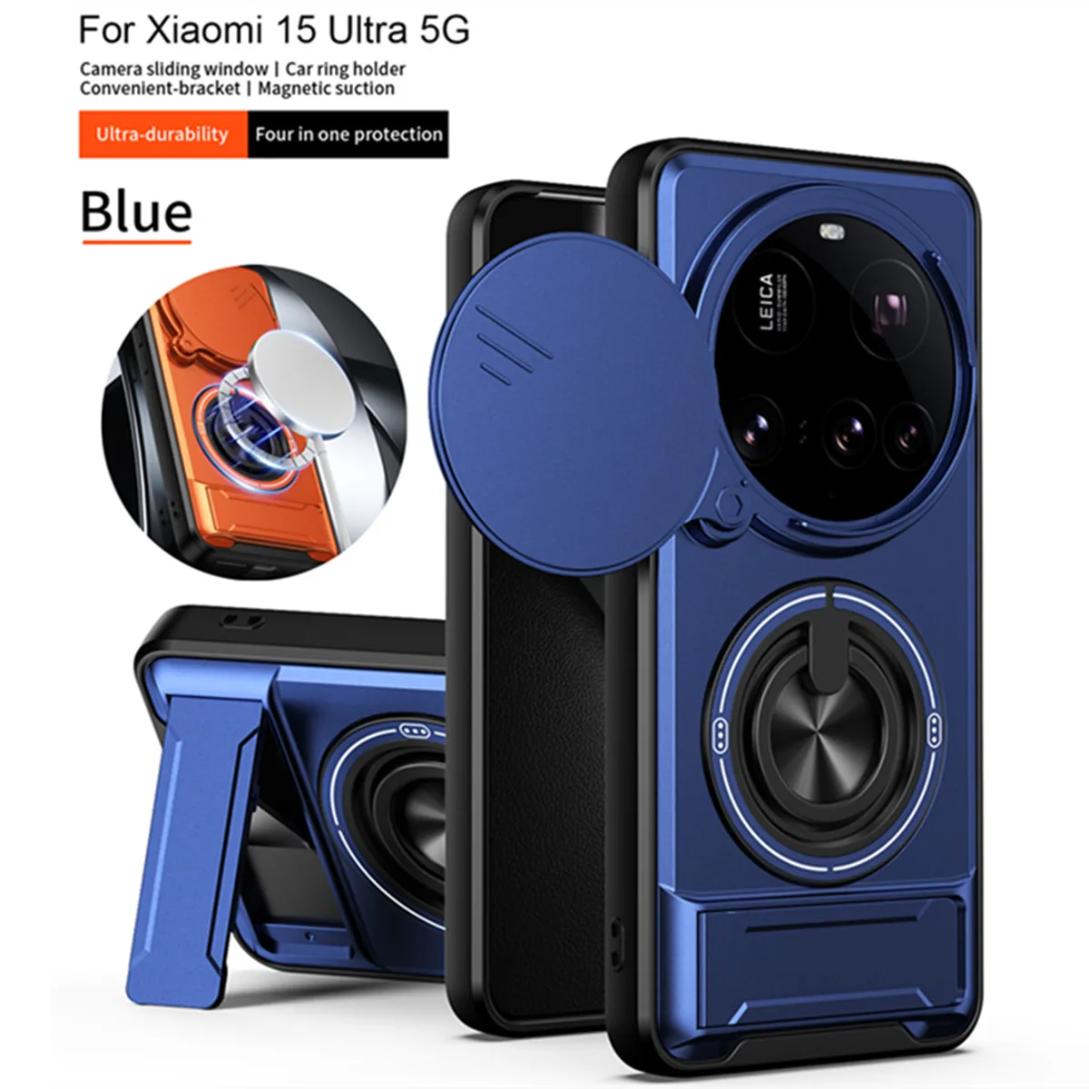 Magnetische Ringhülle für Xiaomi 15 Ultra 5G, stoßfeste Schutzhülle mit Linsenschutz, kompatibel mit kabellosem Laden für Xiaomi Mi 15 Ultra