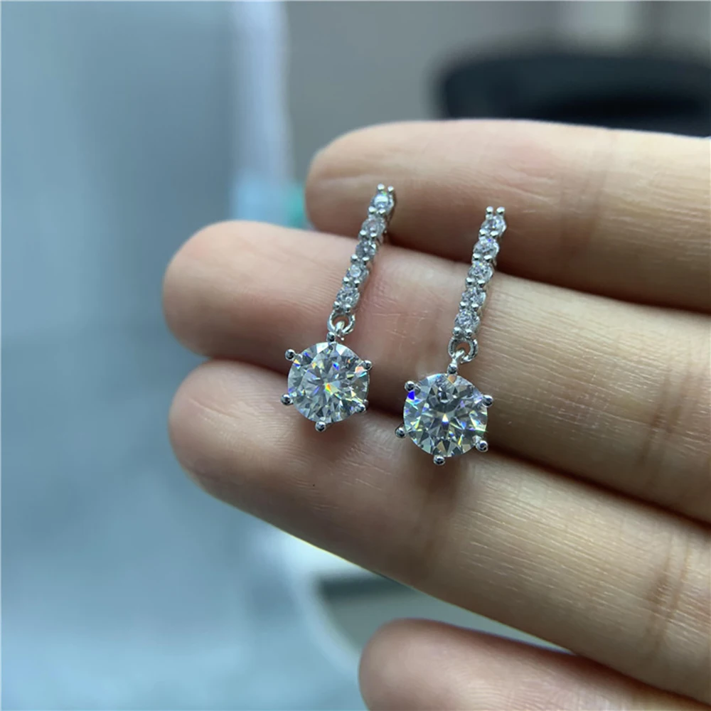 1 ctx2 Moissan ite Tropfen Ohrringe für Charm Lady Silber Schmuck mit königsblauer Farbe Goldgelb Farbe Femald Dating Geschenk – Detail 18