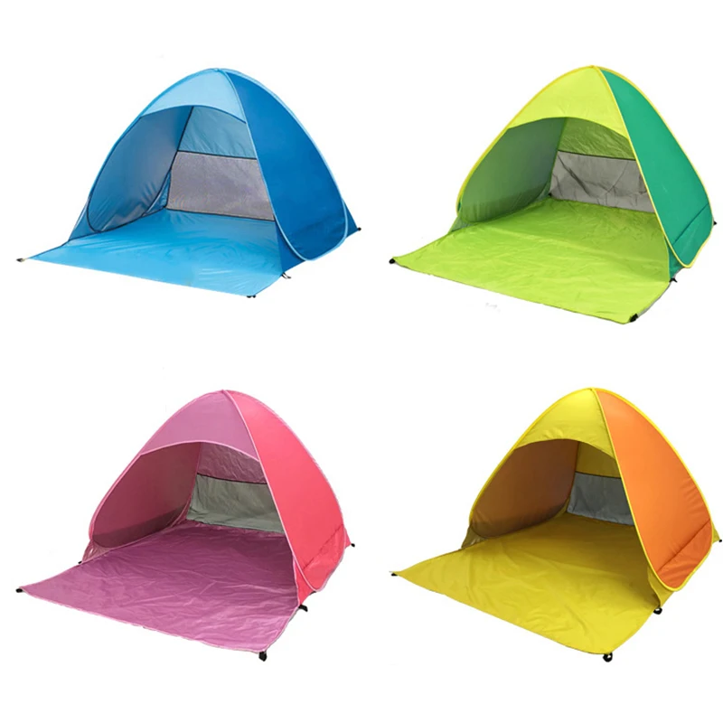 2-3Persons Pop Up Beach Tent Automatic Quickly Open Outdoor Camping Tour UV50+ Portable Ultralight Sunscreen with Extended Mat 