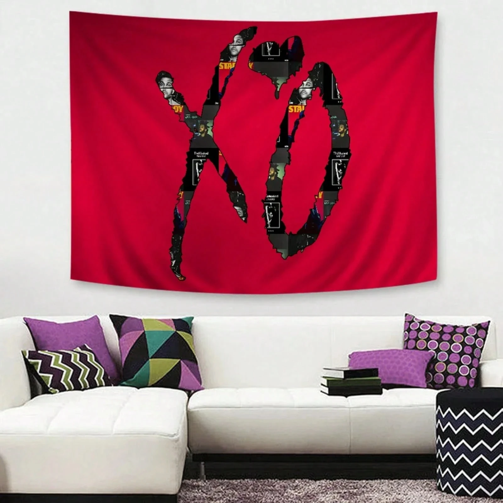 1pc Urban Music Tapestry - Polyester 2D Print The Weeknd Signature & XO Design, Ideal for Home Decor & Birthday Gift for R&B Fan