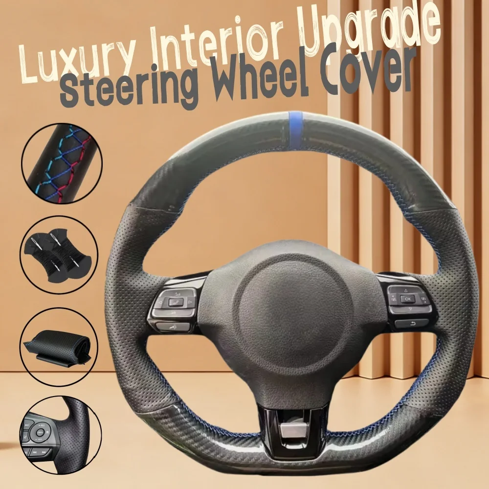 

Customize Non-Slip Carbon Fiber Leather Car Steering Wheel Cover Golf 6 GTI MK6 GTI Steering Wrap Cover For Volkswagen Polo