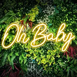 Oh Baby Neon Sign USB Dimmable LEDNeon Light for Baby Shower Gender Reveal Party Decor Nursery Bedroom Wall Art Wedding Backdrop