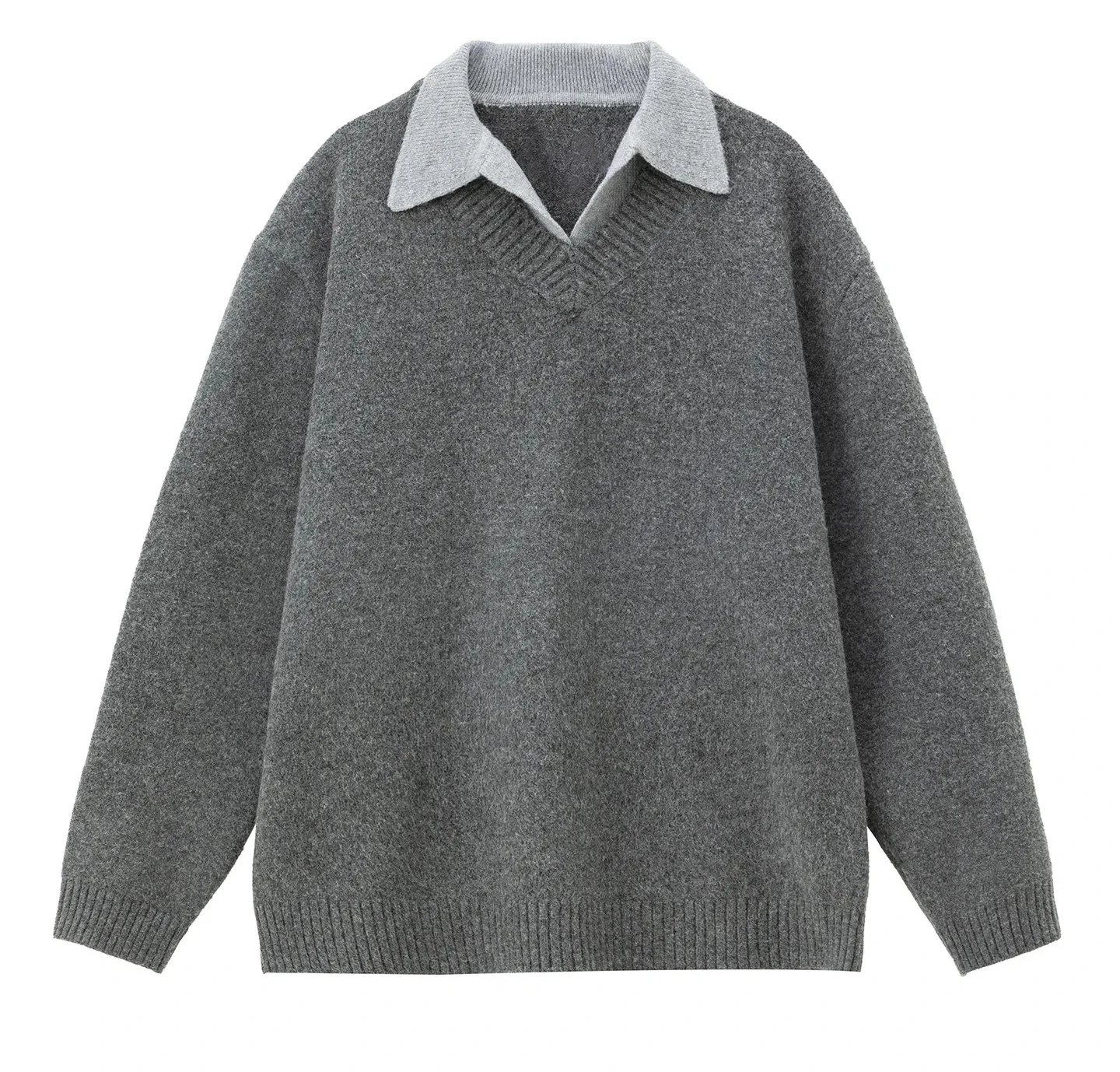 

Men's Knit Polo Shirt, Solid Color Vintage Sweater, Loose Fit Collared Pullover, Casual Autumn Winter Fashion Top