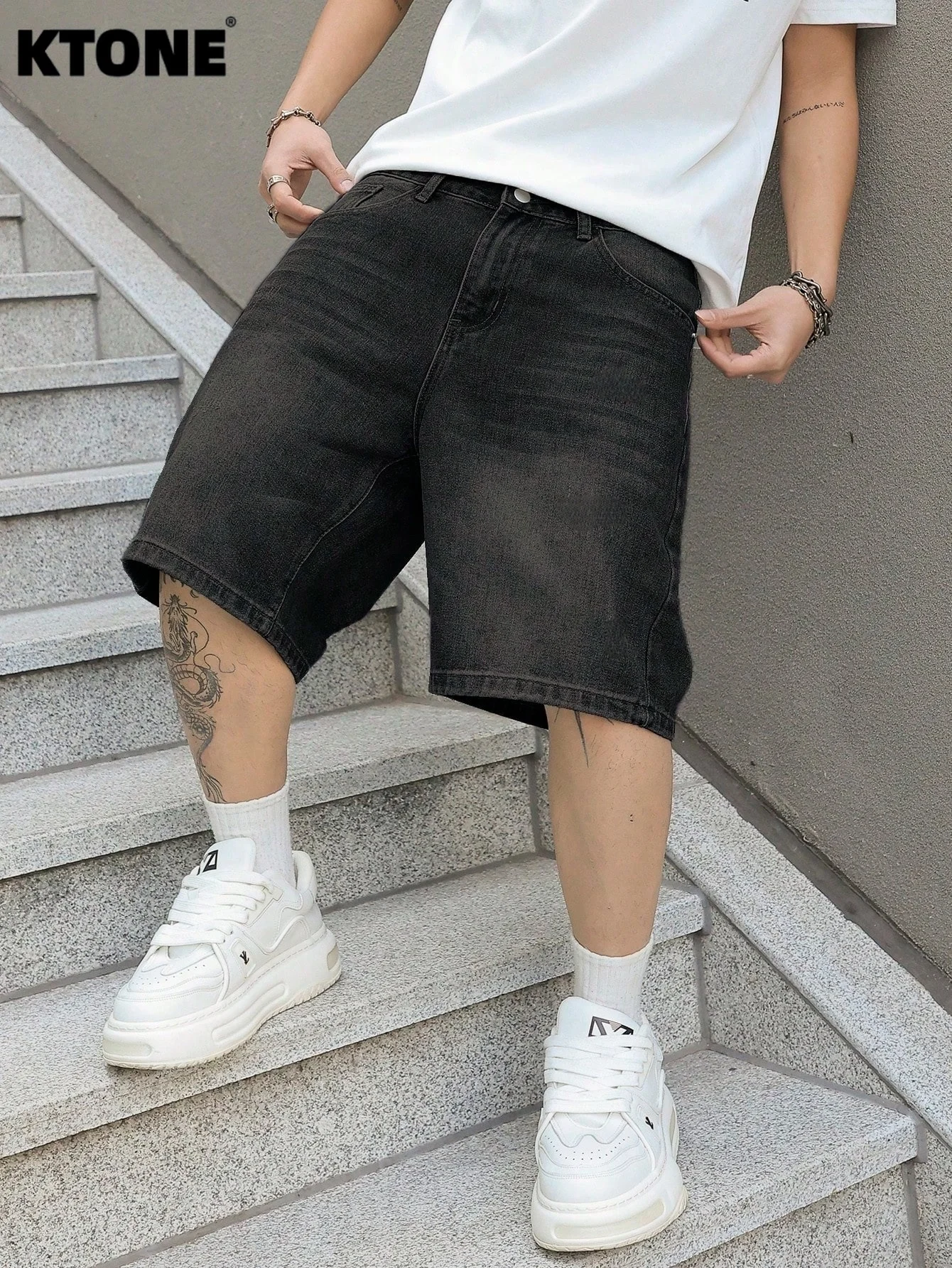 

Удобные свободные черные джинсовые шорты без стрейча для мужчин, повседневные, однотонные, классического стиля.