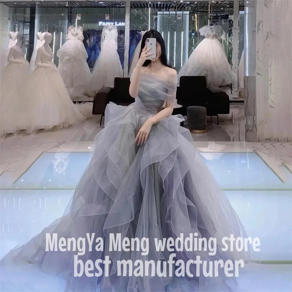 ZHUISHU Korea Special Occasion Dresses Tiered Layer A Line Formal Gown Off the Shoulder Long Evening Dress vestidos de fiesta