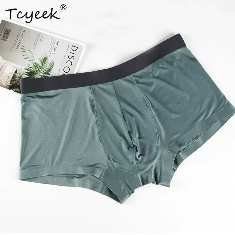 

Tcyeek, 90%Mulberry Silk Casual Underwear, Men Breathable Solid Middle Waist, Breathable Boxer, 2024 Summer Autumn P47436QC
