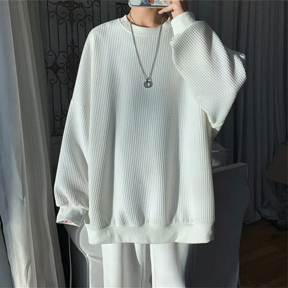 Cozy Autumn Spring Men Baggy Pullover Male Tops Polyester Men Shirt Spring Autumn Men Casual Baggy Shirt for School