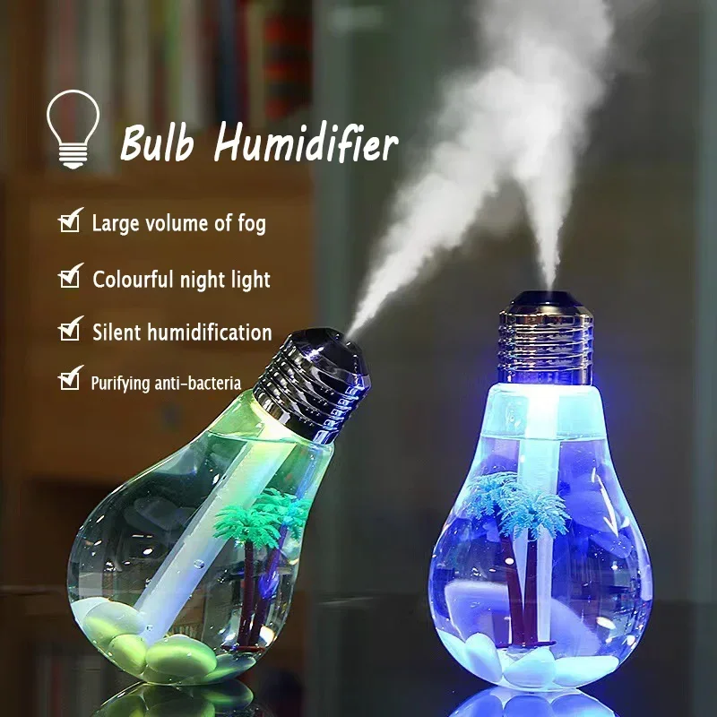 Humidifier Mute Small USB Bulb Large Capacity Desktop Colourful Night Light Humidifier Air Mini Aromatherapy Machine