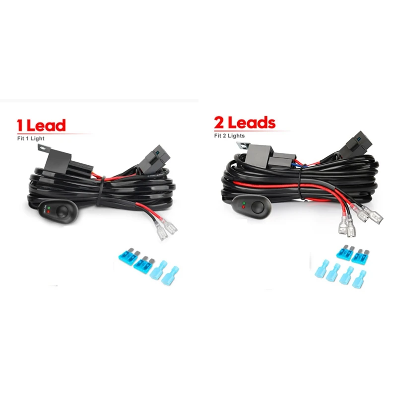 Kit de cablagem para fusível de luz interruptor liga-desliga 12v 40a relé 180 w/300w para 4-52 Polegada barra de luz de trabalho led