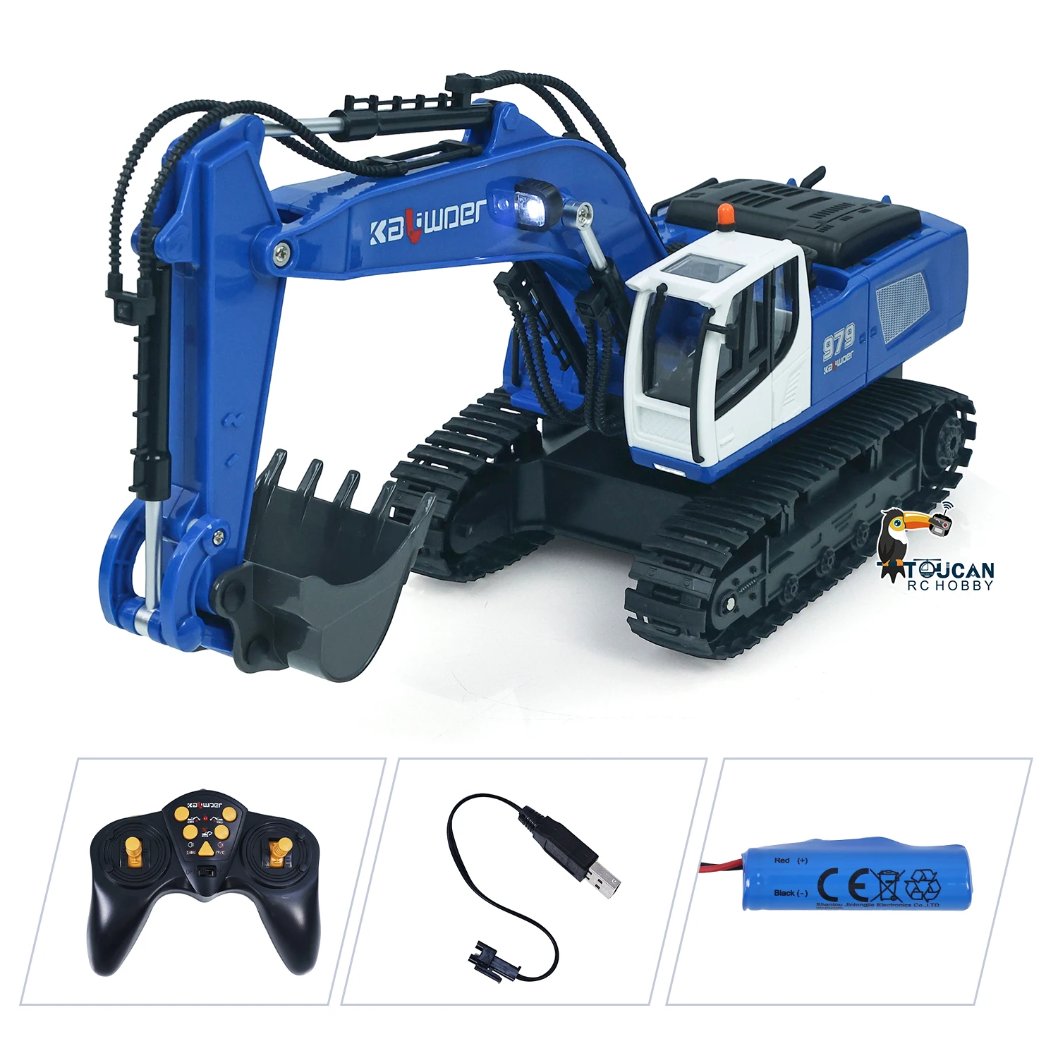 

US SALE 11CH HUINA 1/18 13550 RC Excavator Remote Control 350° Digger 2.4G Radio System Model Battery Light Sound USB Charger