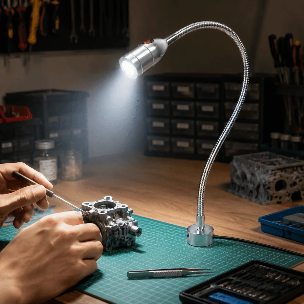 3W LED Desk Light Flexible Gooseneck Magnetic Base Work Desk Light Adjustable Aluminum Body Work Light Sewing Machine
