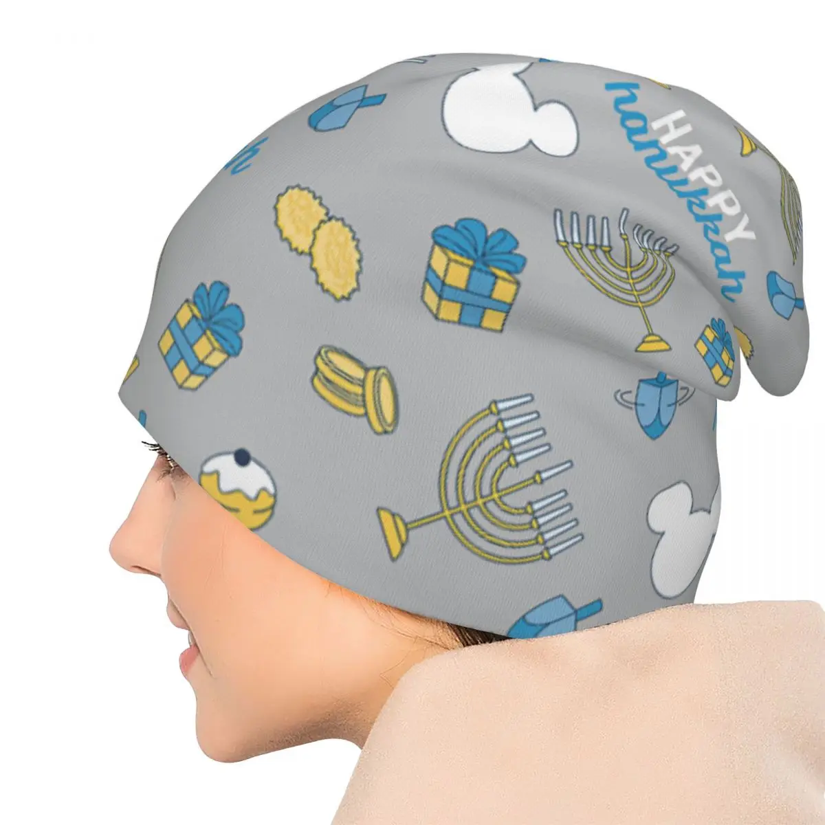 قبعات ميكي ماوس هابي هانوكا بونيه رائعة للاستخدام الخارجي قبعات سكوليز بيني للجنسين قبعة مرنة حرارية دافئة