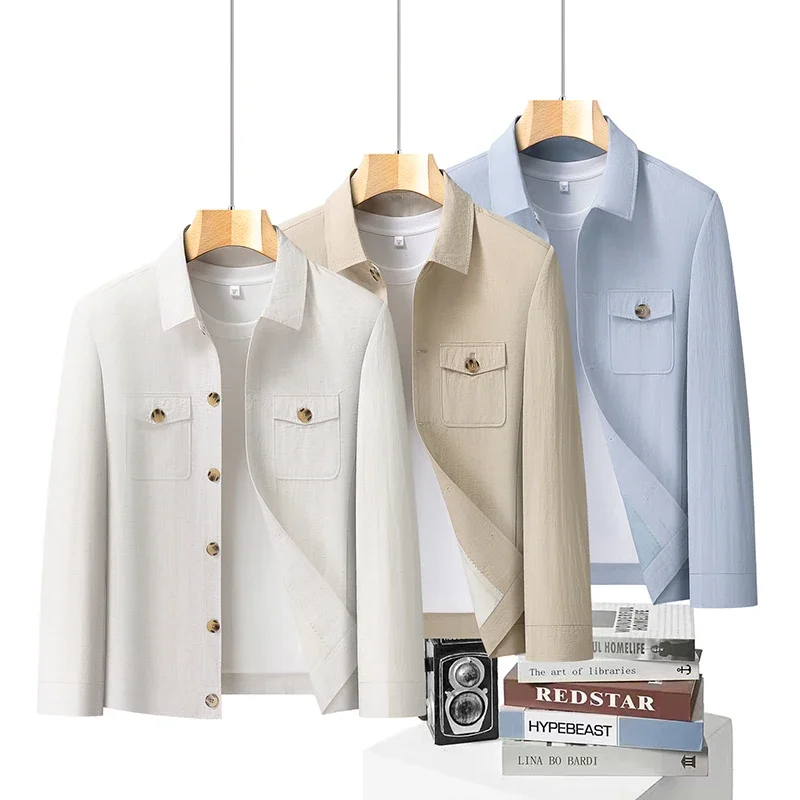 Outdoor Linen Men Jacket Fashionable and Casual for Camping, Fishing, Hiking, Driving and Photography Trips, Lightweight Jacket