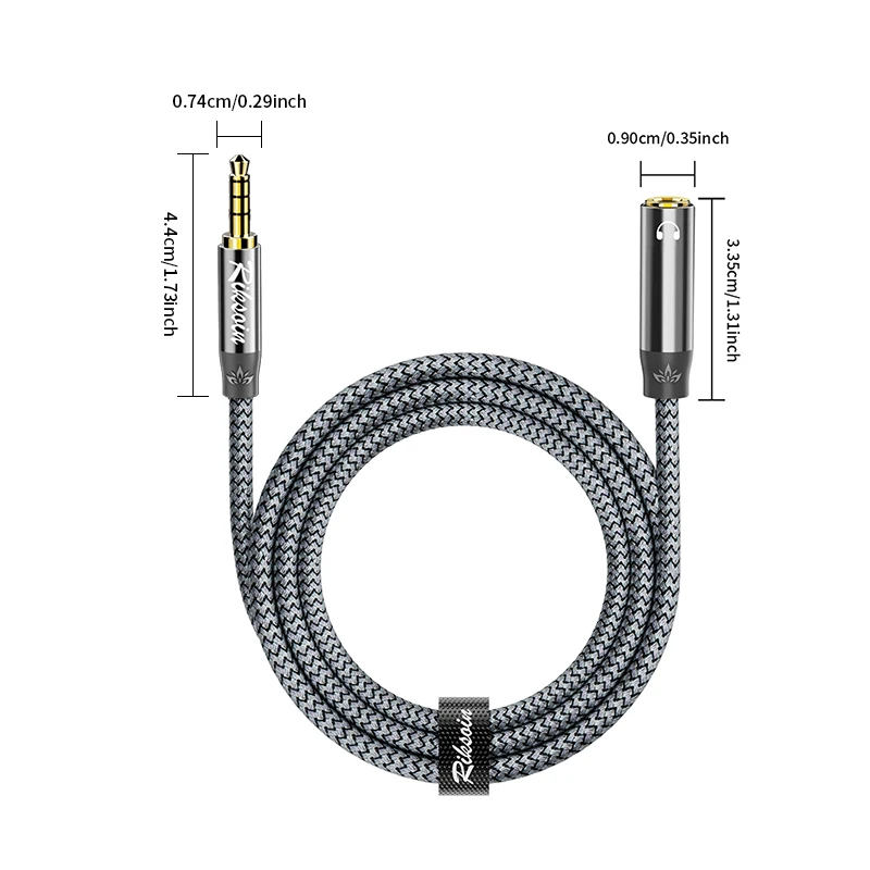 Riksoin 3.5mm Headphone Extension Cable, Male to Female, Aux Cord for Car/Laptop/Mini PC/TV/Stereo Speaker, Hi-Fi Sound view 2