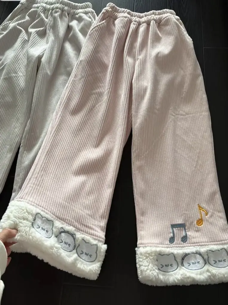 Y2K Sweet Pants Women Cartoon Cat Pattern Casual Japanese Kawaii Full Length Trousers Aesthetic Subculture Autumn Sweat Pants