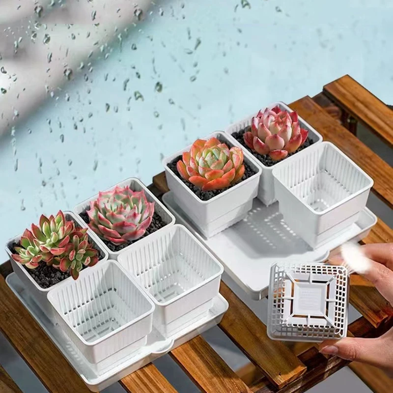 Breathable Meshpot Succulents Pot Square Flower Pot Nursery Planter Tool Cactus Seedlings Container Plants Box Garden Decor