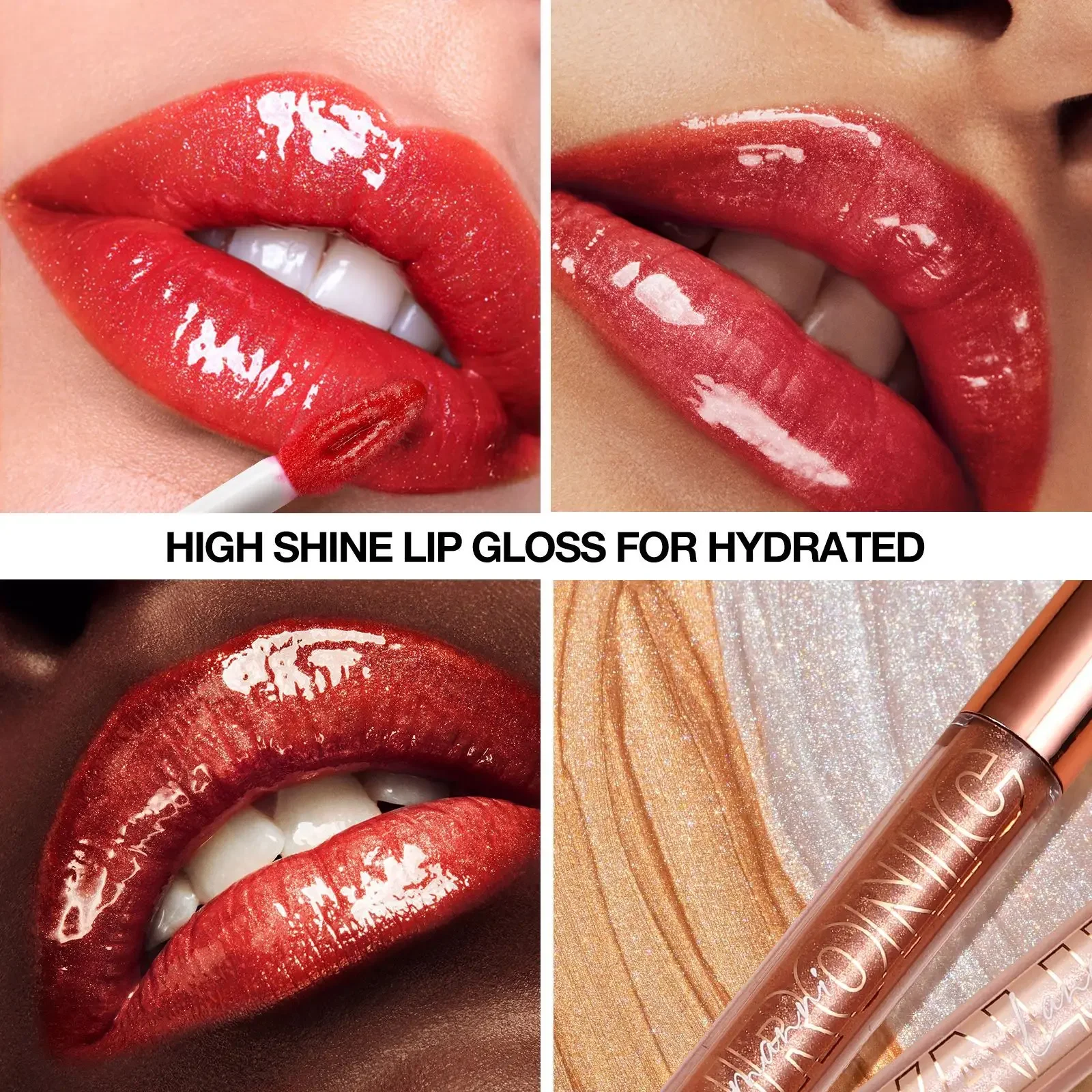 Glanzende Lipgloss Blijvende Hydraterende Glitter Vloeibare Lippenstift Glanzende Parelmoer Lipgloss Waterdichte Sexy Rode Lip Make-Up Cosmetisch