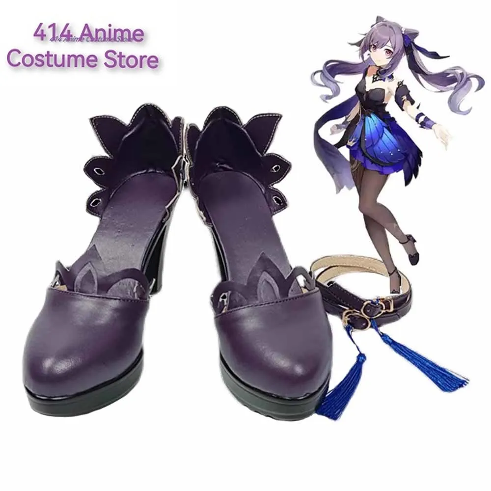 Game Genshin Impact Keqing Cosplay Shoes Boots Women Girls Anime Role Play Halloween Party Outfit Props