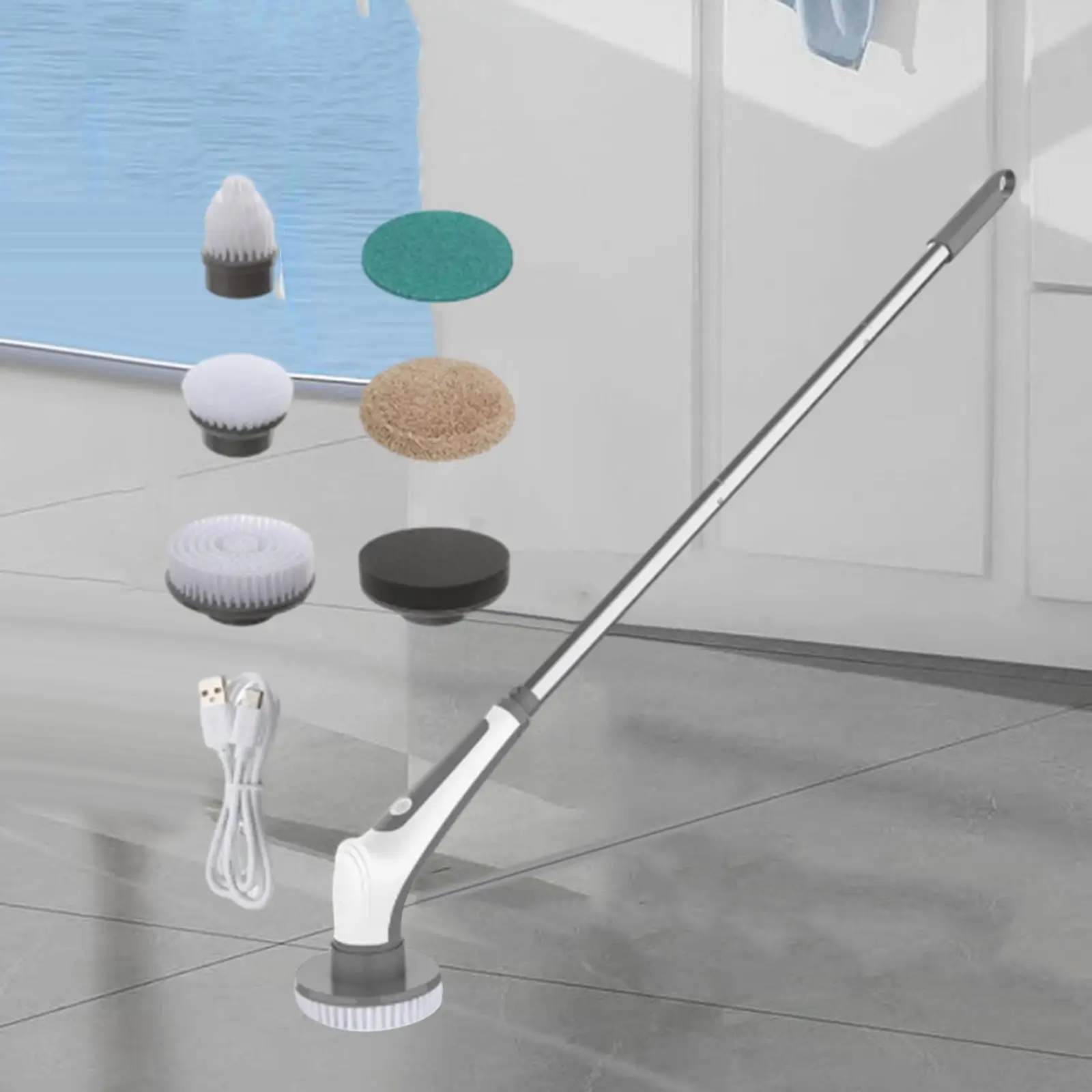 

Cordless Cleaning Brush Mop Replaceable Head for Windows Cooking Bench Glass