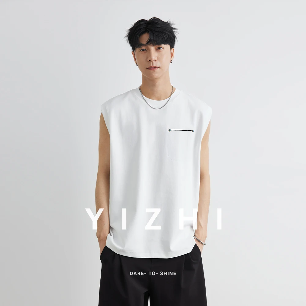 Men's Fashion Sports Vest 2025 Summer New Loose Fitness Breathable Sweat-Absorbent Quick-Drying Solid Color Sleeveless T-Shirt