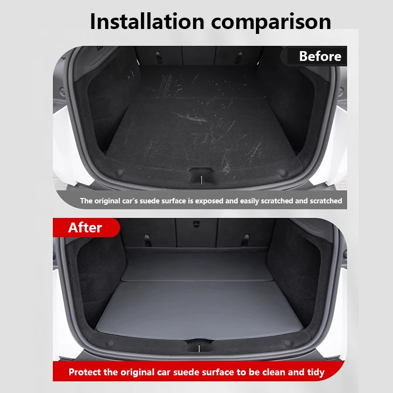 Für Tesla Modell Y Juniper Stamm Matte Vollständige Abdeckung Stamm Beide Seite Wachen Sitz Rückenlehne Schutz Pad Cargo Liner Anti Schmutzige Matte – Detail 2