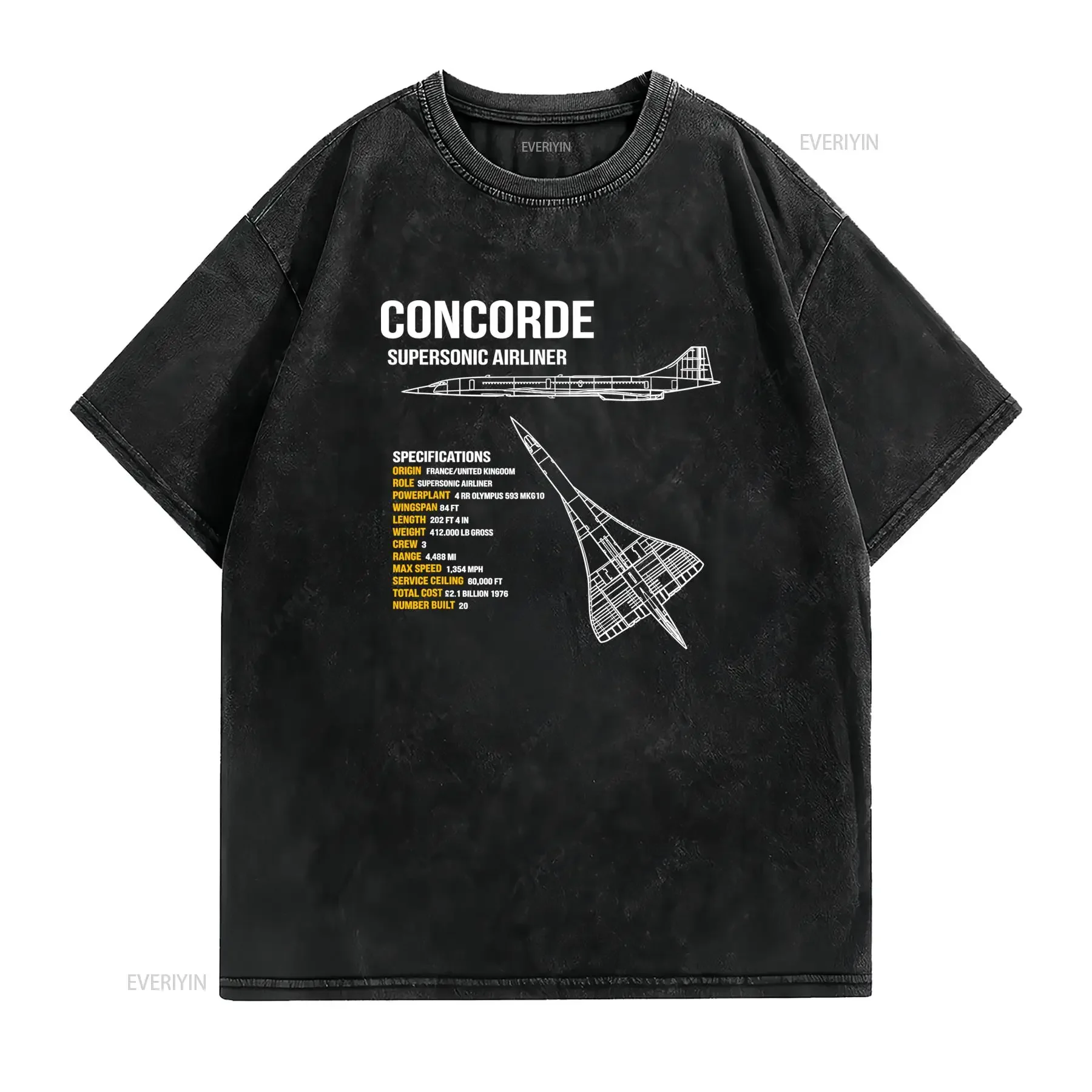 British Concorde Airliner T Shirt Casual Crew Neck Slight Stretch Fabric Regular Fit Print Pattern Perfect for Men All season