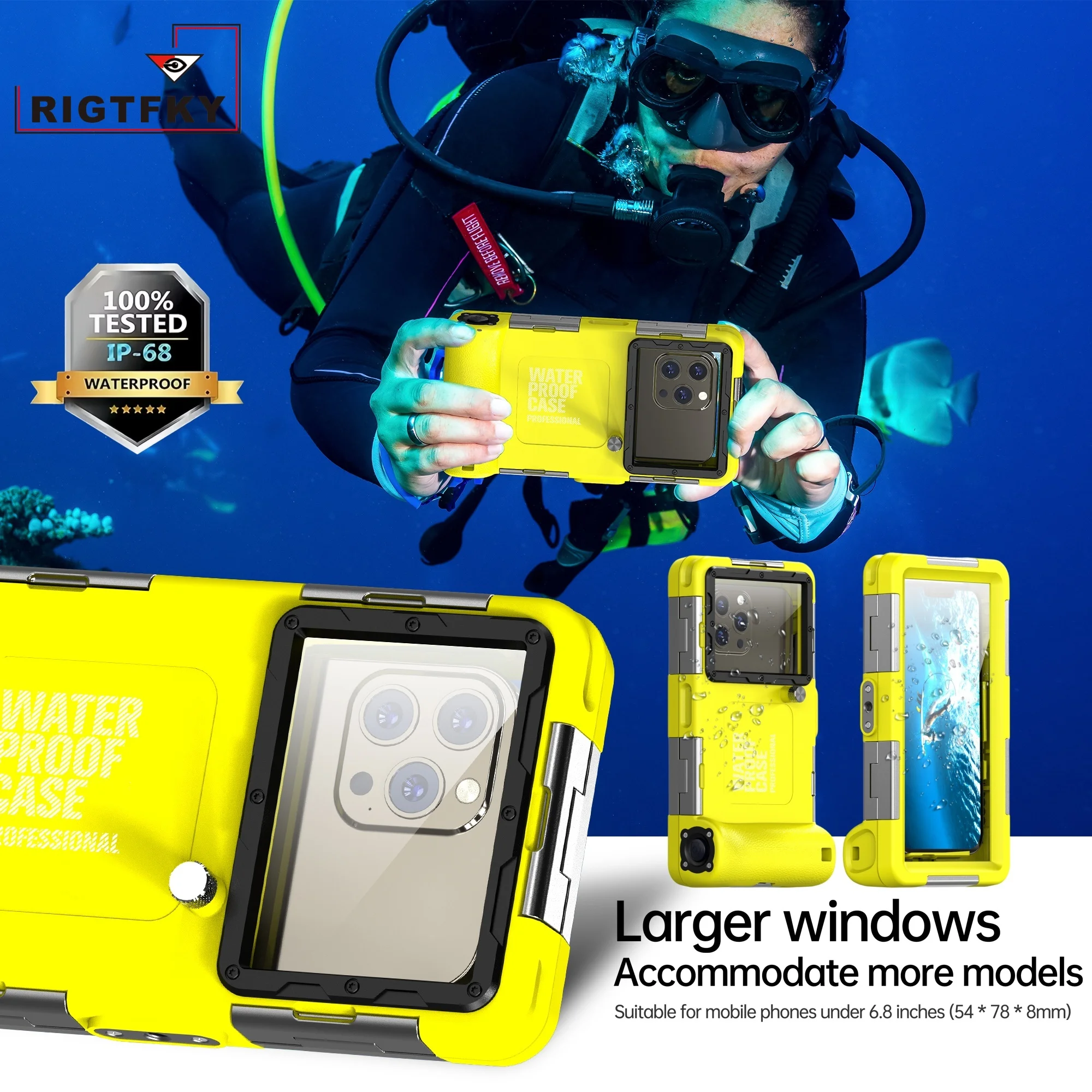 

Водонепроницаемый чехол для телефона 15 метров/50 футов, универсальный, для устройств до 6,9 дюймов, для плавания, снорклинга, профессиональной подводной съемки.